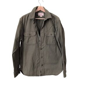 Filson Garment Mens Button Up Shirt Olive Green Size S Utility Shacket Barn Coat